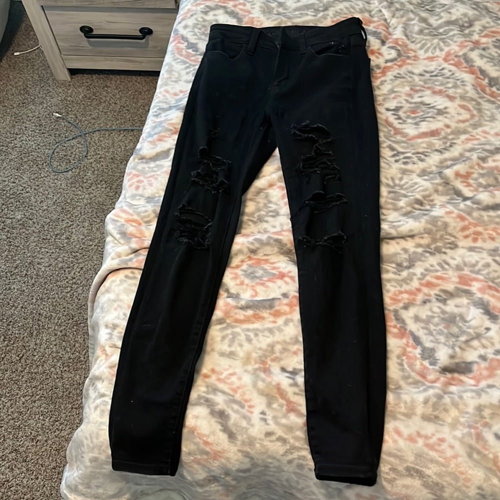 Black, ripped, skinny jeans from American Eagle